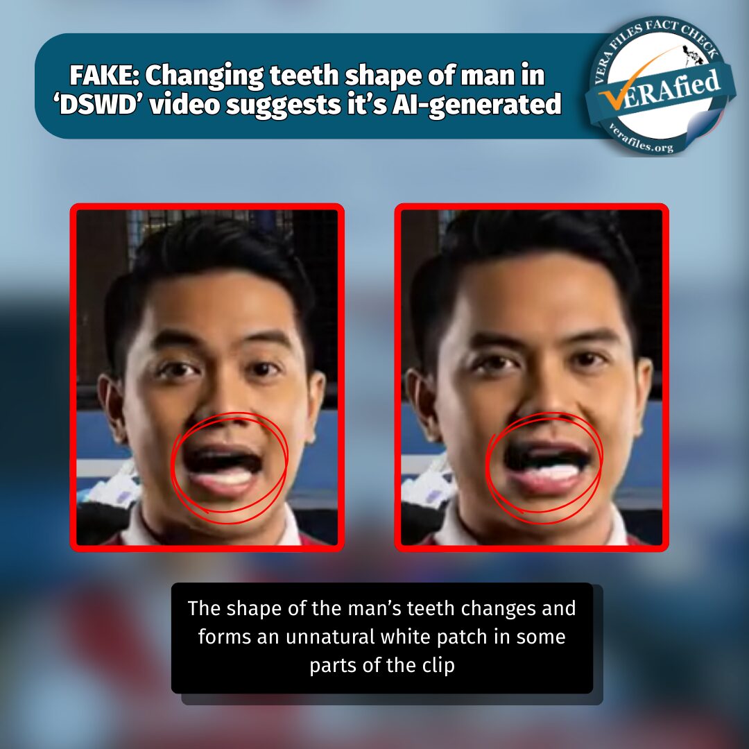 Changing teeth shape of man in DSWD video suggests it's AI-generated