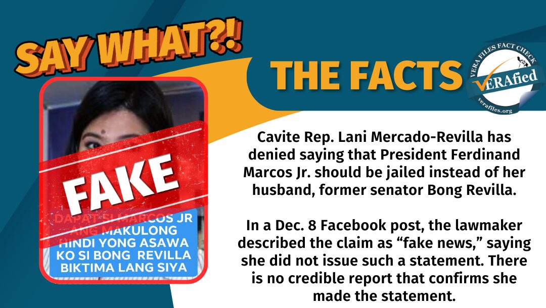 FACT CHECK: Lani Mercado did NOT say Marcos should be jailed instead of Bong Revilla