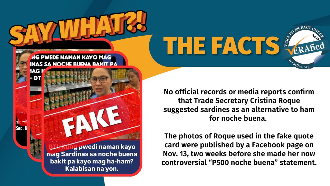 FACT CHECK: Quote card of DTI’s Roque suggesting sardines for noche buena FAKE