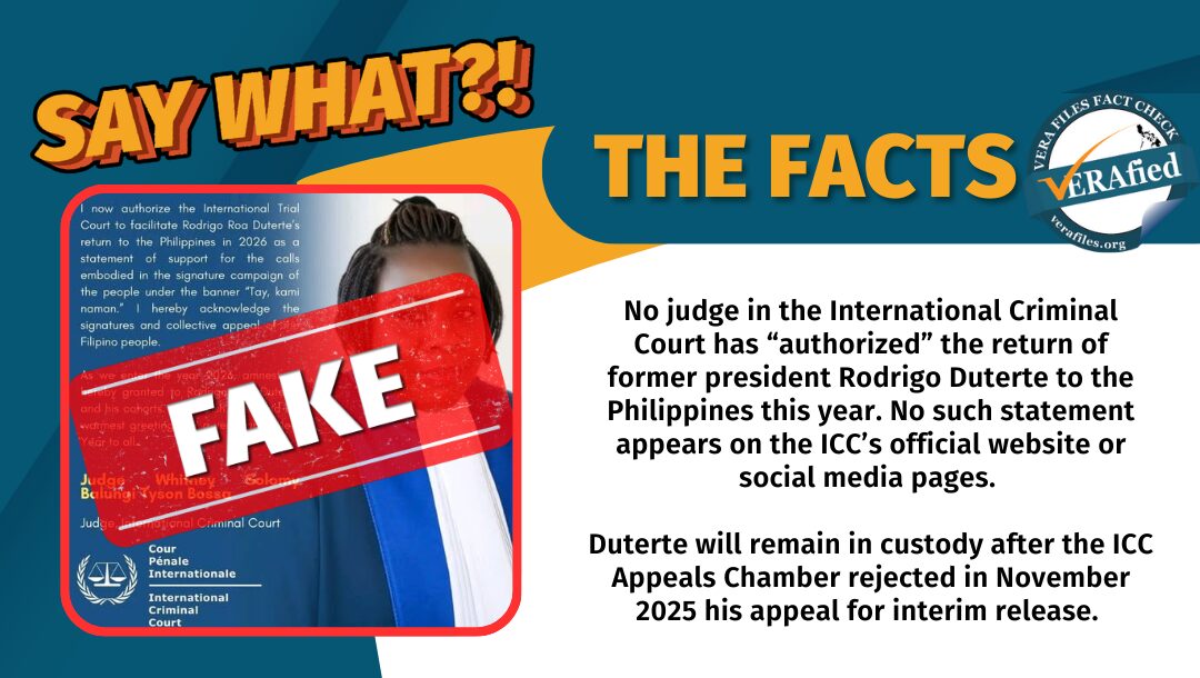FACT CHECK: Quote card on Duterte’s return to PH in 2026 FAKE