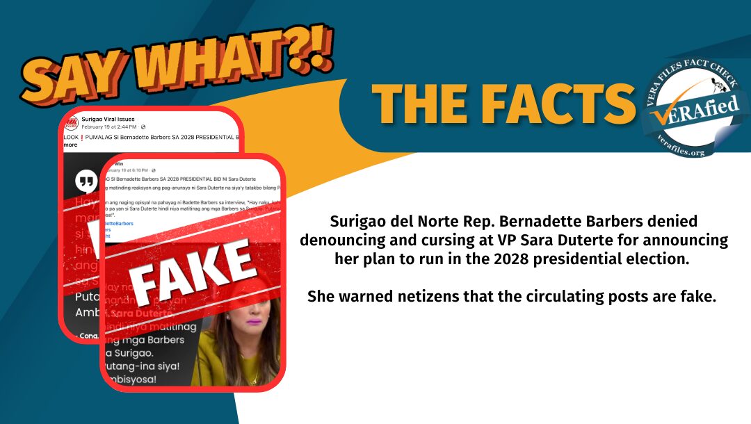 FACT CHECK: Rep. Barbers did NOT curse, denounce VP Sara for presidential bid plan