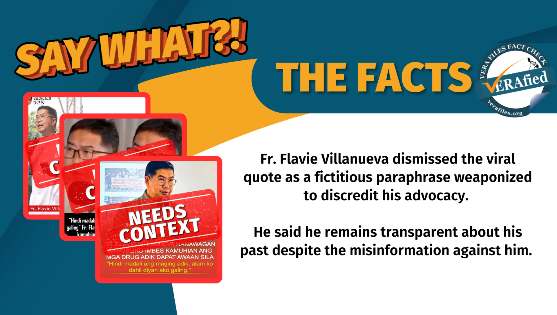 FACT CHECK: Fr. Flavie Villanueva quote card on drug use NEEDS CONTEXT