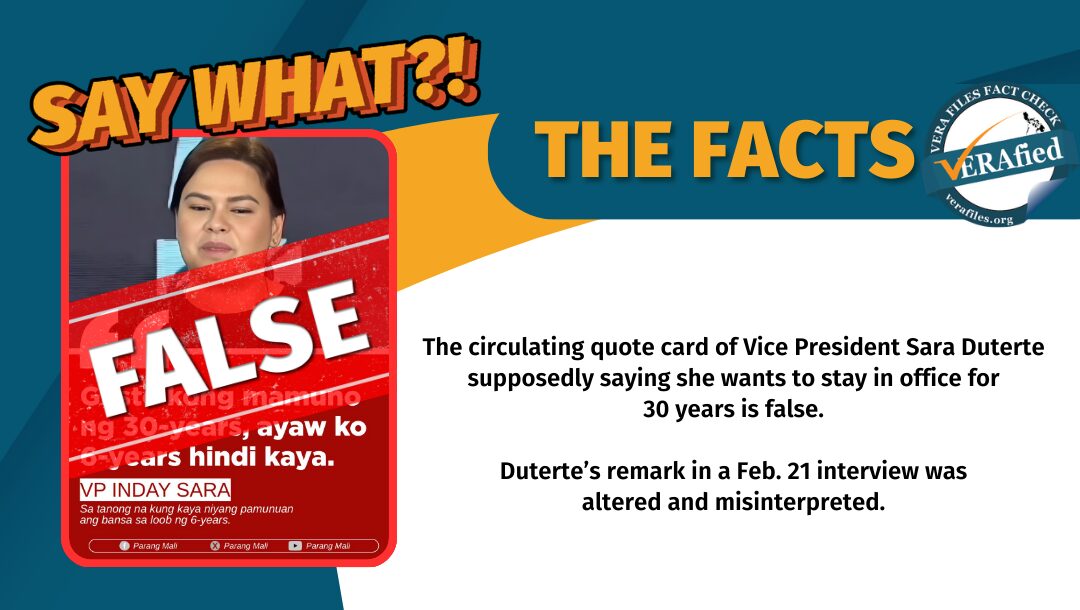 FACT CHECK: Sara Duterte did NOT say she wants to be president for 30 years