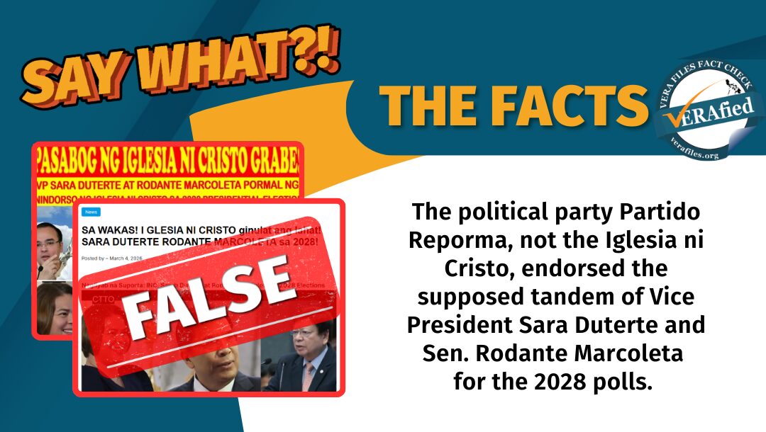 FACT CHECK: NO endorsement for ‘Sara-Marcoleta tandem’ in 2028 from INC