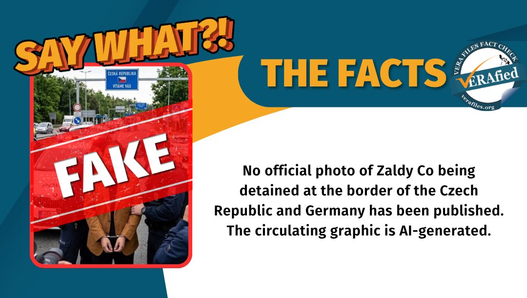 No official photo of Zaldy Co being detained at the border of the Czech Republic and Germany has been published. The circulating graphic is AI-generated.