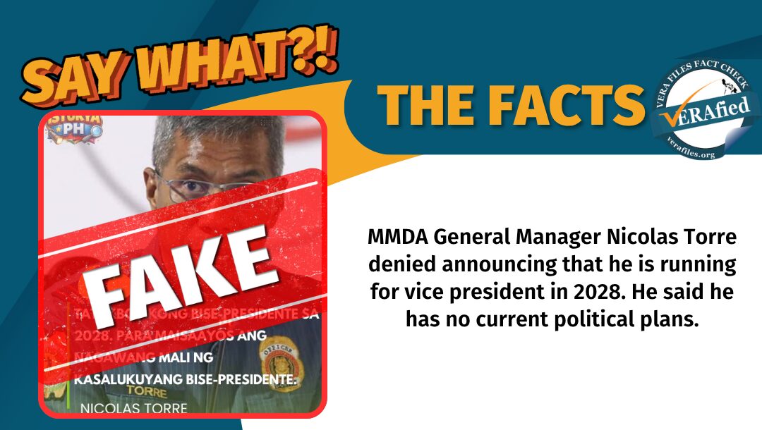 FACT CHECK: Torre did NOT say he will run for VP in 2028