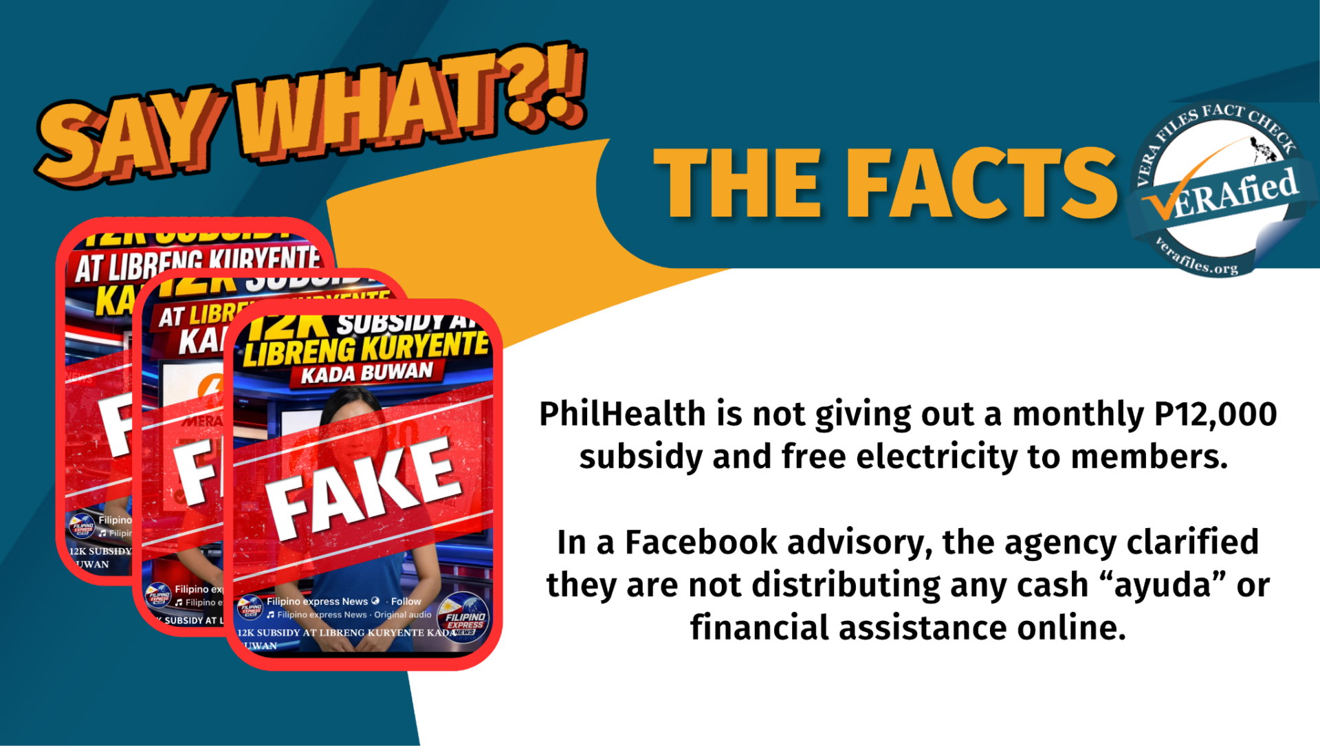 PhilHealth is not giving out a monthly P12,000 subsidy and free electricity to members. In a Facebook advisory, the agency clarified they are not distributing any cash “ayuda” or financial assistance online.