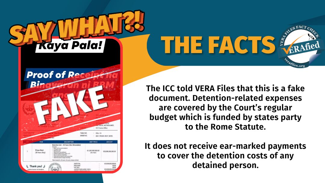 FACT CHECK: Receipt is FAKE; Marcos did NOT pay ICC to detain Duterte