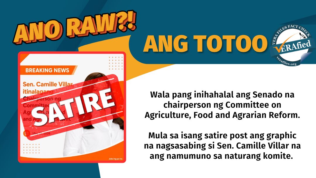 FACT CHECK: Camille Villar NOT named agriculture committee chair