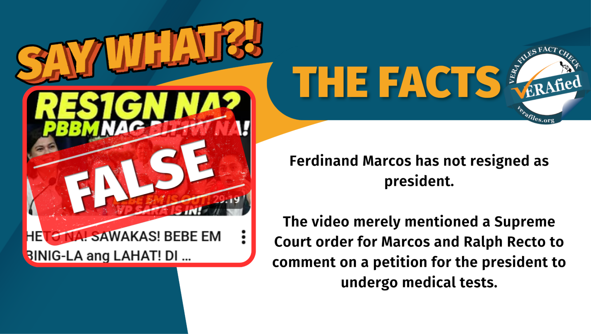 FACT CHECK: Marcos did NOT resign;  Sara NOT taking over