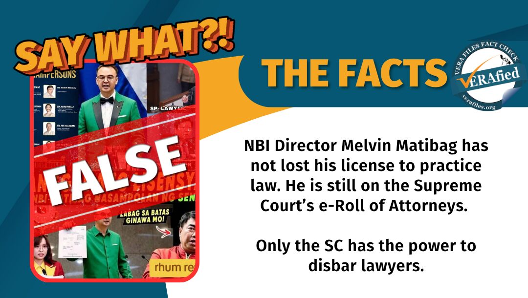 FACT CHECK: NBI chief Matibag did NOT lose  law license