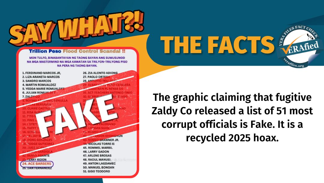 FACT CHECK: Zaldy Co did NOT release list of corrupt officials