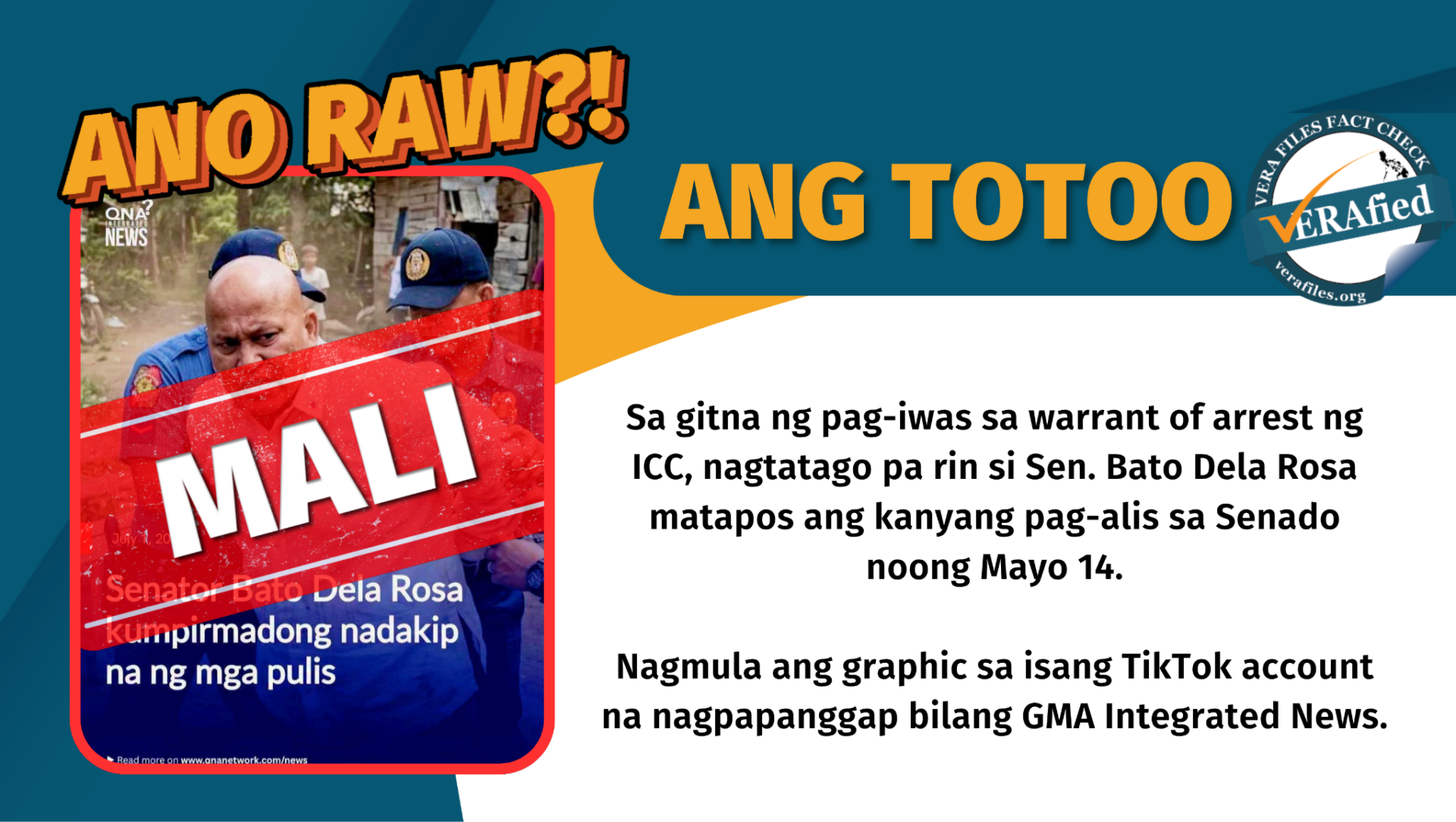 FACT CHECK: Bato NOT arrested by police, graphic came from impostor account