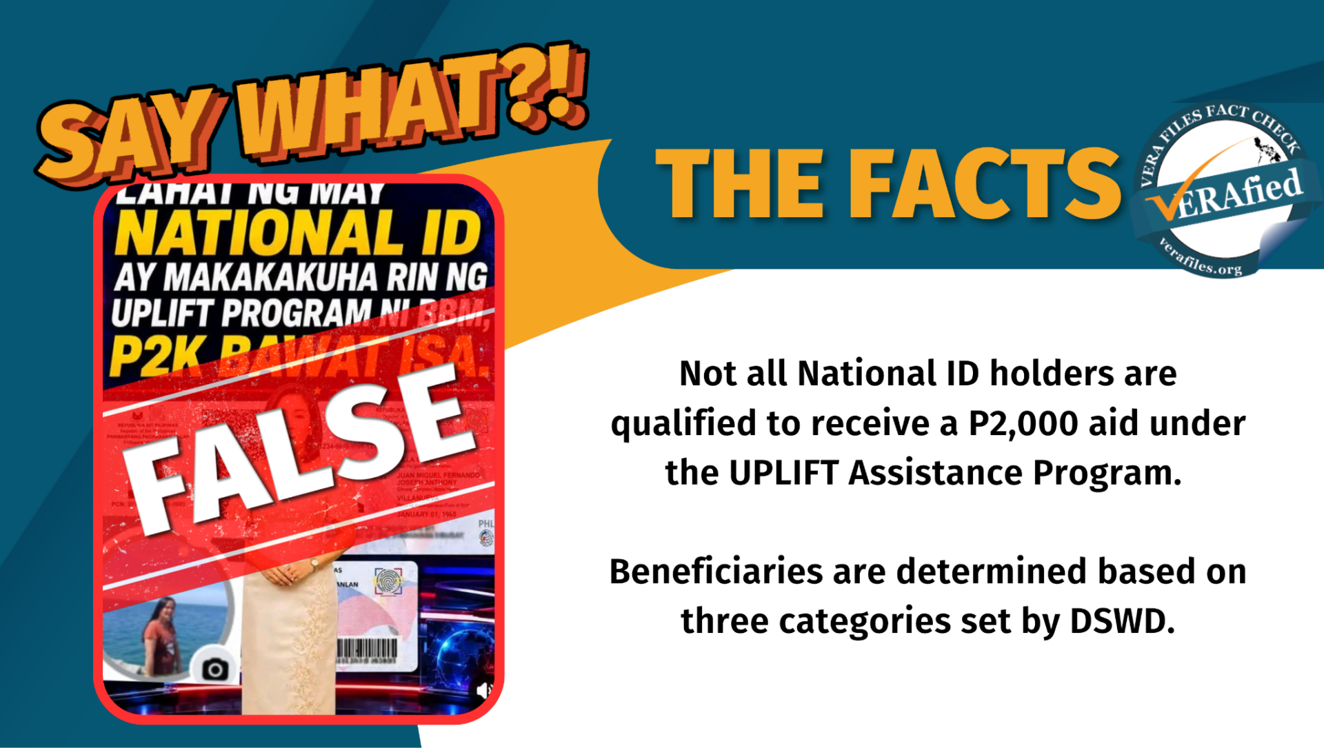 FACT CHECK: National ID does NOT guarantee 2K cash aid under UPLIFT program