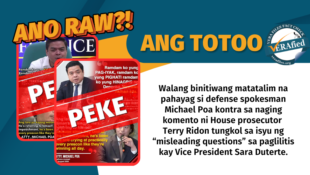 Terry Ridon Poa lambasting Ridon over 'misleading question' issue FAKE