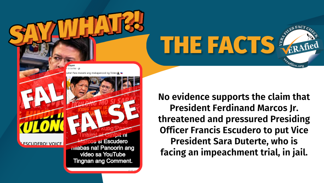 FACT CHECK: Posts on ‘voice recording’ of Marcos threatening Escudero to jail Sara Duterte CLICKBAIT