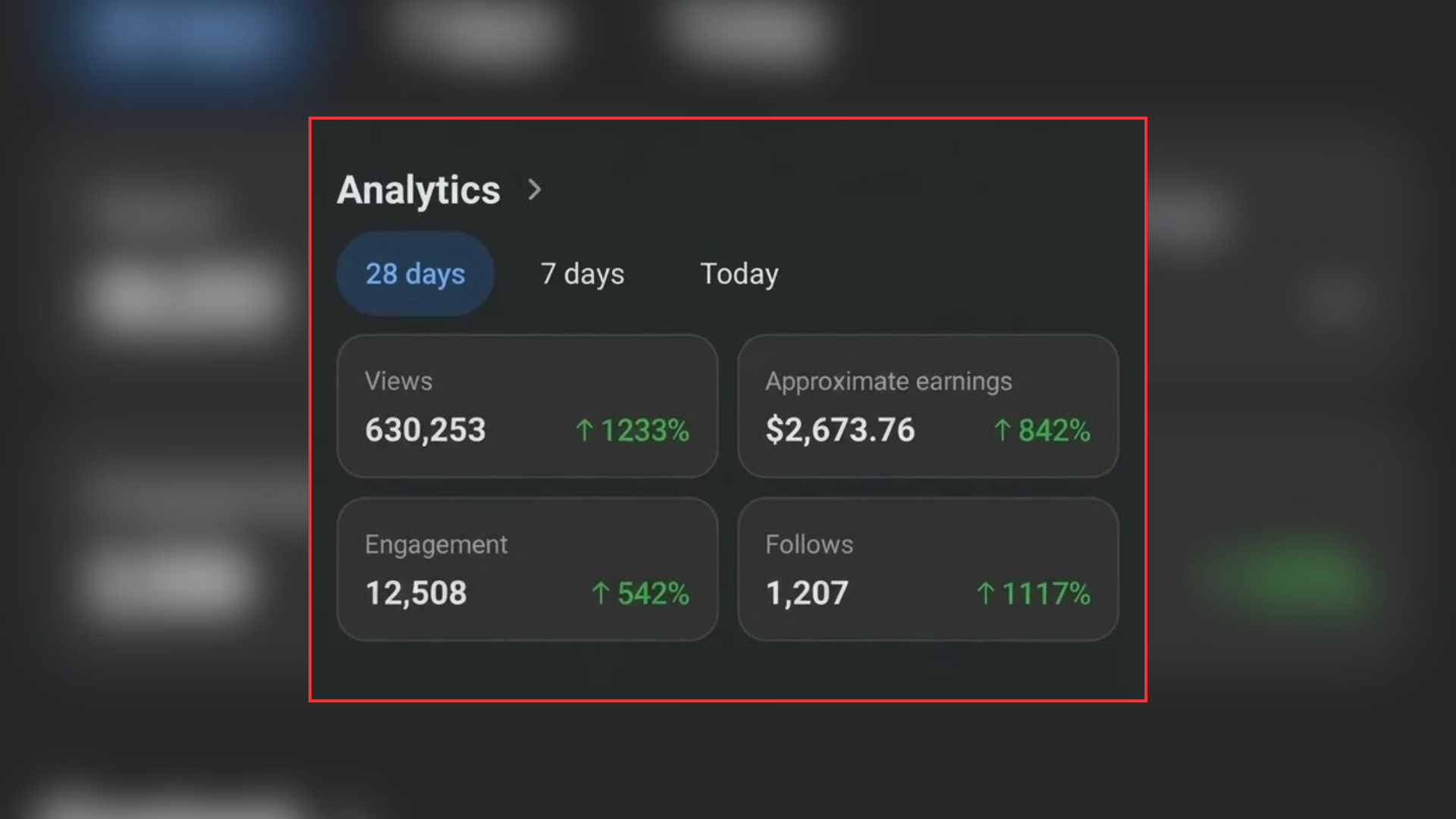 Once approved, a dashboard opens in the FB account, where the user can see their earnings.