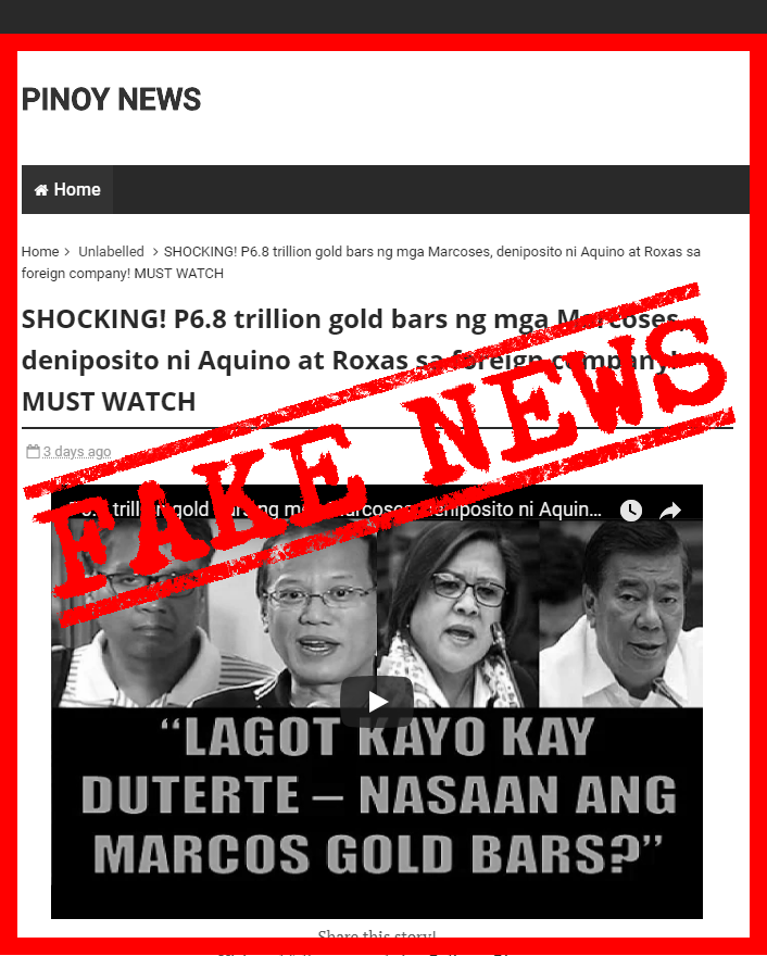 VERA FILES FACT CHECK: Website posts FAKE report rehashing outdated story on plunder case vs Aquino and allies