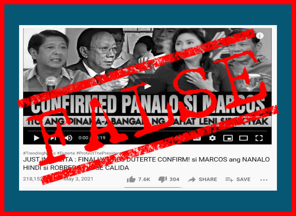 VERA FILES FACT CHECK: Duterte, Calida DID NOT announce Bongbong Marcos VP win