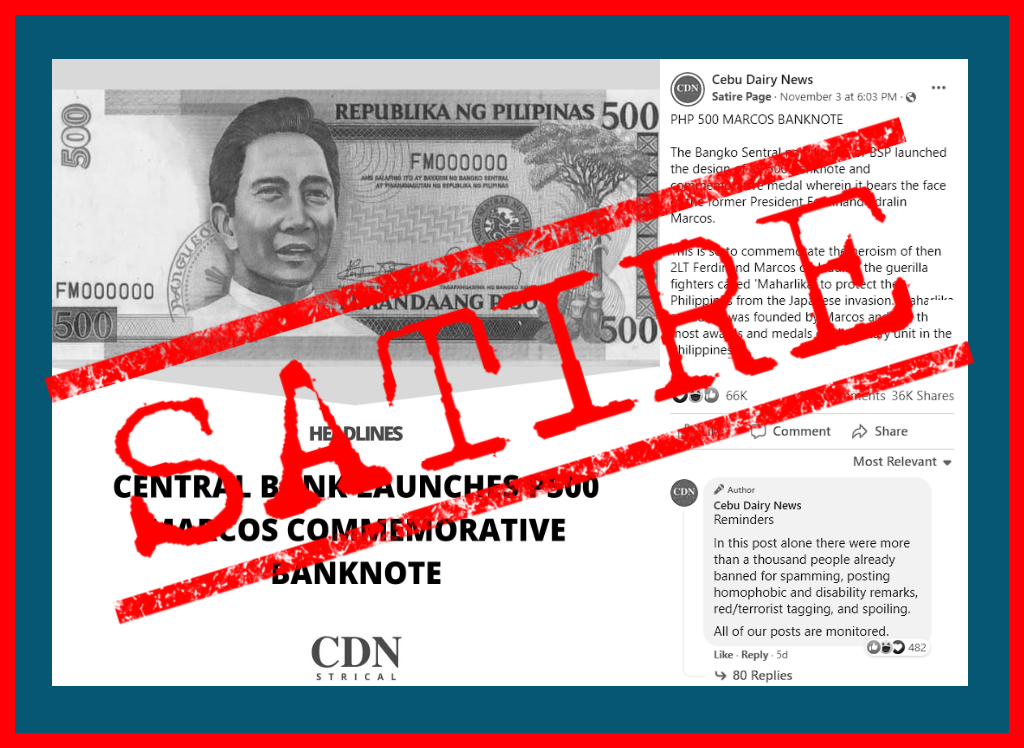 Vera Files Fact Check Post On P500 Banknote To Commemorate Marcos Is A Satire Vera Files 