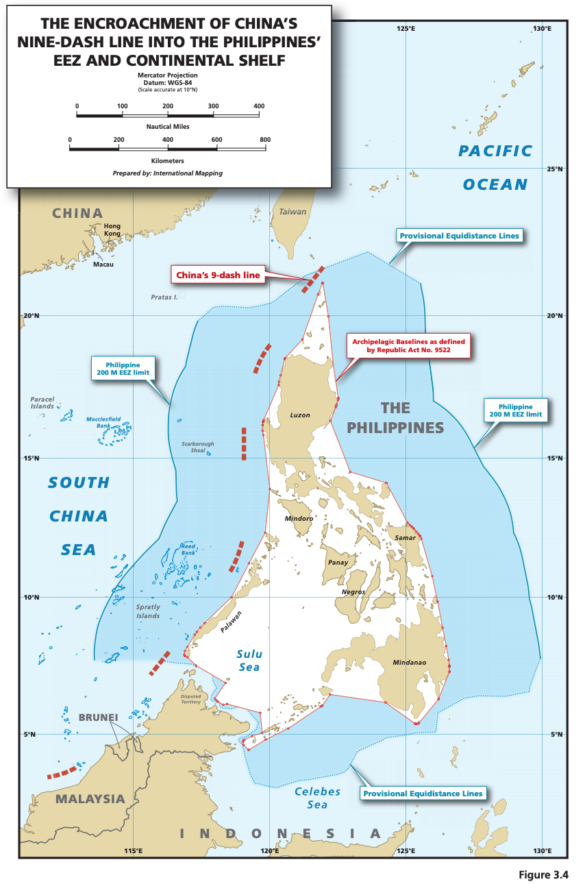 Map of PH and WPS showing nine-dash line encroachment