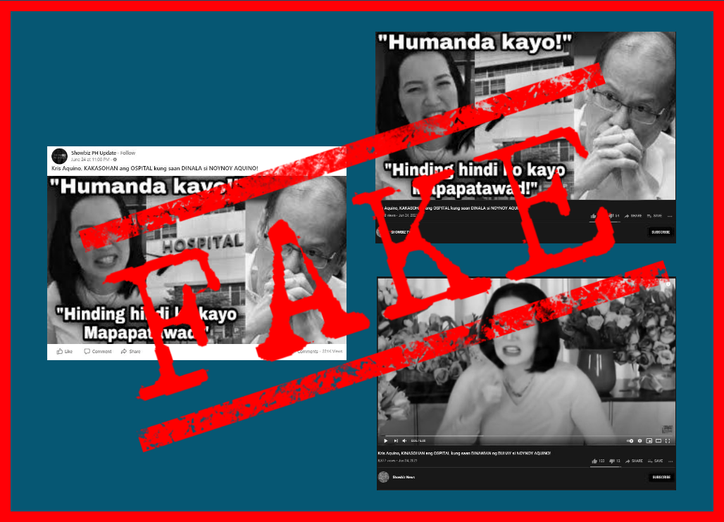 VERA FILES FACT CHECK: Video of Kris Aquino saying she’ll sue hospital where PNoy died is FAKE