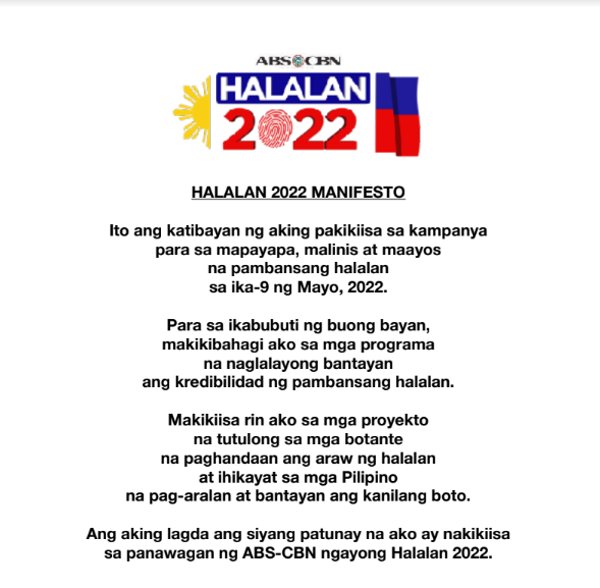 Halalan 2022 Manifesto