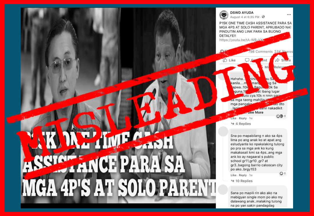 VERA FILES FACT CHECK: Video MISLEADS with ‘P15k ayuda’ claim for solo parents and 4Ps beneficiaries