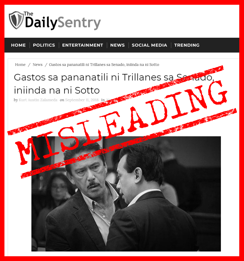 Sotto on Trillanes continued stay at the senate MISLEADING.png