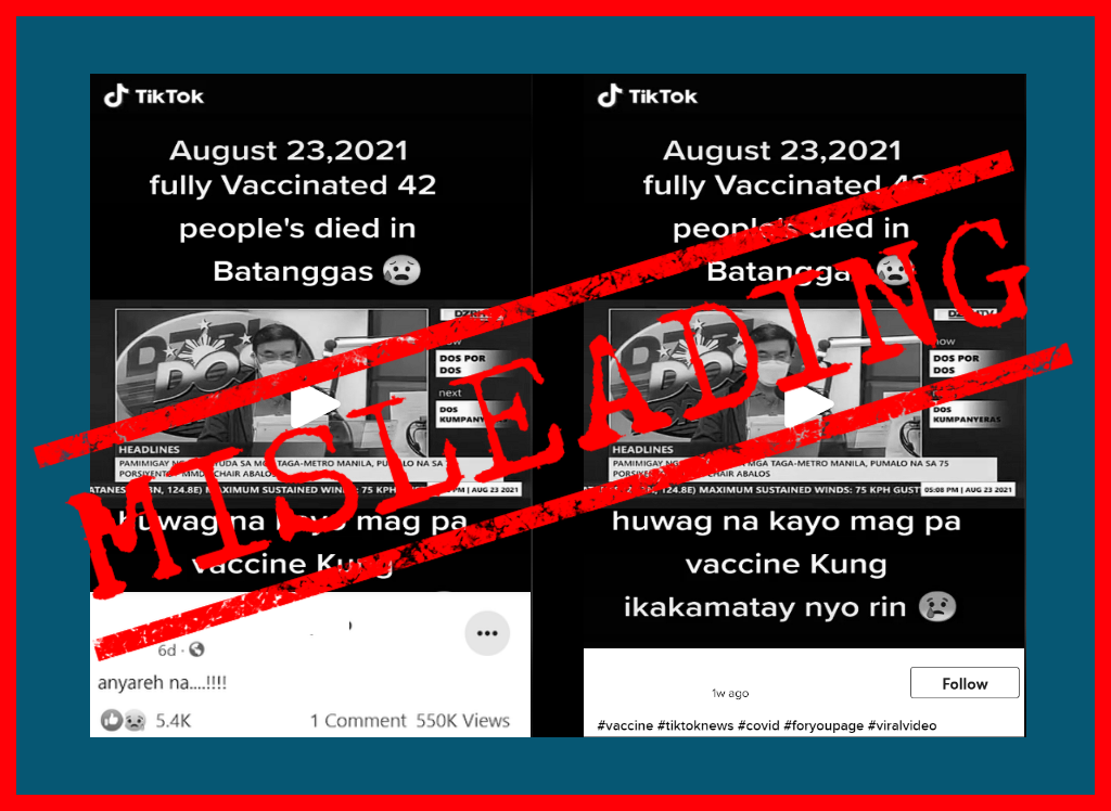 VERA FILES FACT CHECK: MISLEADING video about post-vaccination deaths in Batangas circulates online