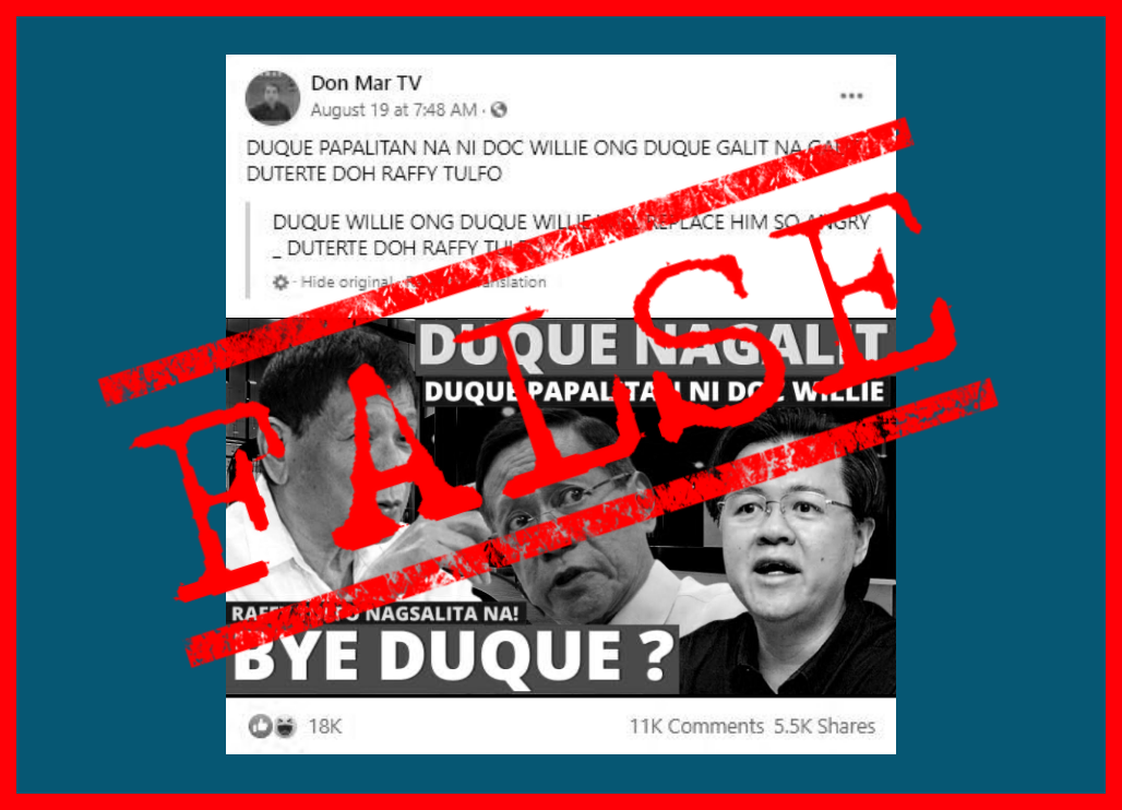 VERA FILES FACT CHECK: Doc Willie Ong will NOT REPLACE Duque as Health Secretary