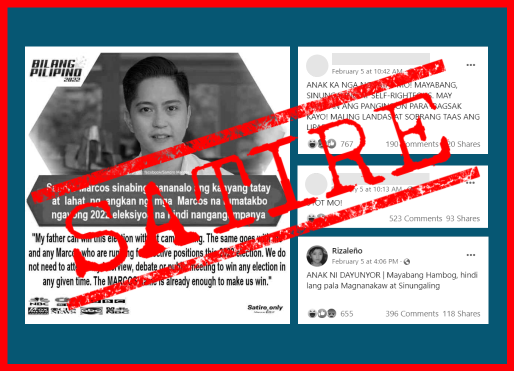 VERA FILES FACT CHECK: Sandro Marcos DID NOT say father, clan will win even without campaigning