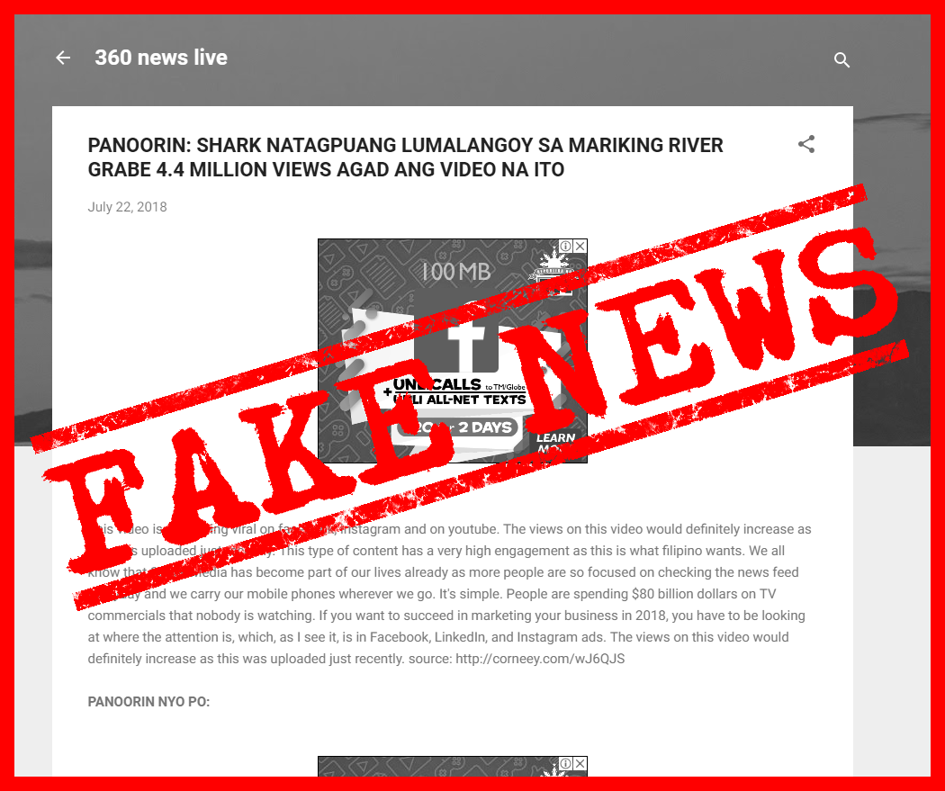 VERA FILES FACT CHECK: Shark swimming in ‘Mariking’ river FAKE NEWS