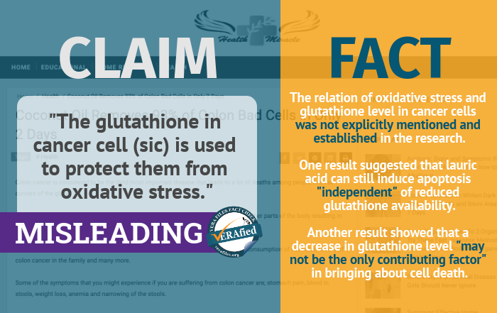 3 MISLEADING: ‘The glutathione in cancer cell (sic) is used to protect them from oxidative stress.’ 