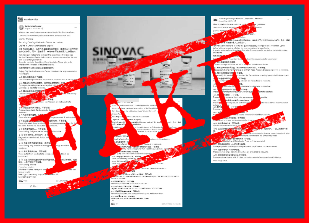 VERA FILES FACT CHECK: Viral ‘SinoVac guidelines’ list is BOGUS