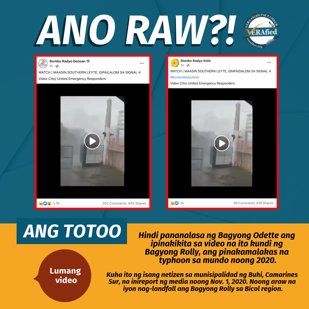 Ano raw infographic: Kinalat ng istasyon ng radyo, mga netizen na video ng bagyong Rolly bilang ‘Odette’ MALI