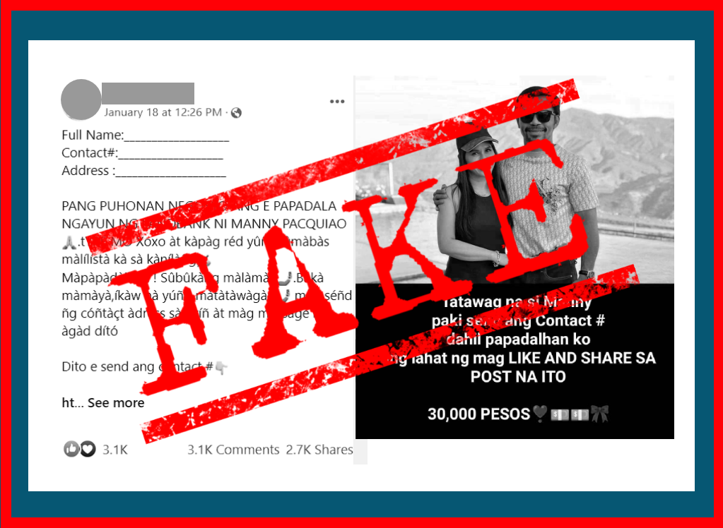 VERA FILES FACT CHECK: FAKE giveaway uses name of Sen. Pacquiao, Landbank