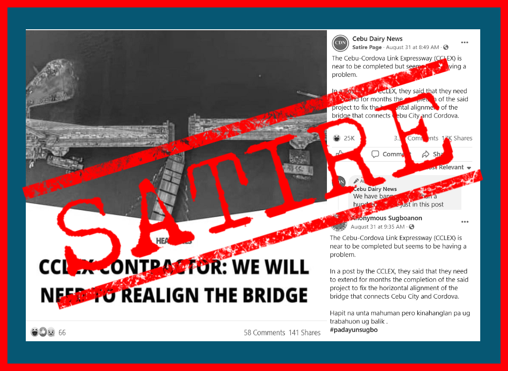 VERA FILES FACT CHECK: Netizens believe SATIRE about tollway bridge in Cebu