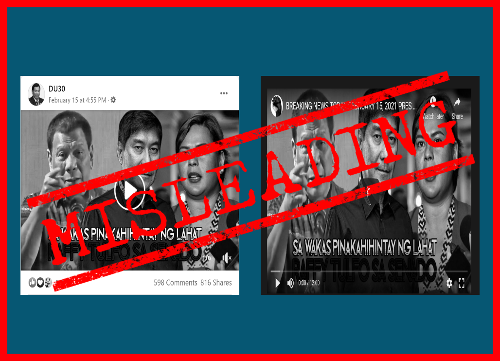 VERA FILES FACT CHECK: Video makes MISLEADING claims about Raffy Tulfo, Sara Duterte candidacies in 2022