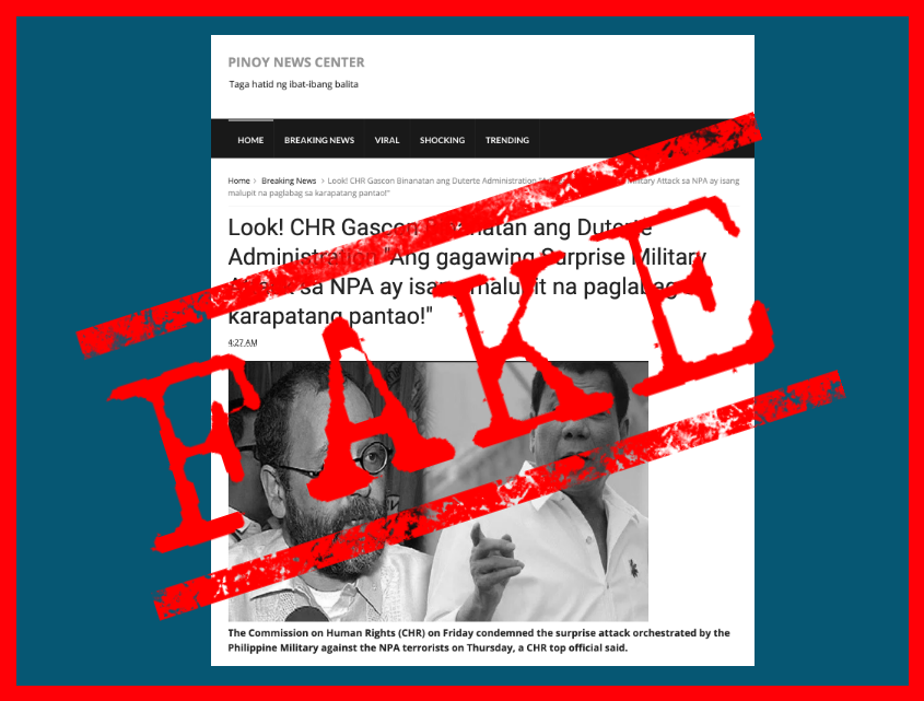 VERA FILES FACT CHECK: CHR’s Gascon condemning ‘surprise military attack’ on NPA FAKE