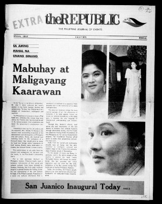 Cover of the special issue of The Republic solely devoted to celebrating Imelda Marcos's birthday in 1973.