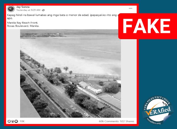 VERA FILES FACT CHECK: Jay Sonza, netizens ginamit ulit ang pekeng litrato ng ‘Manila Bay beachfront’