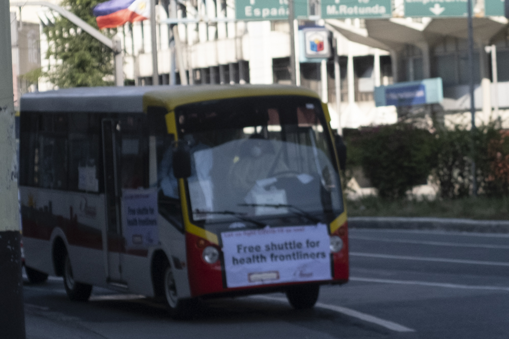 Service bus for health frontliners. VERA Files photo by Luis Liwanag